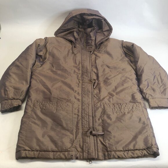Towne by‎ London Fog Brown Men's Size Small Hooded Coat Toggle Zipper Close - Picture 1 of 9